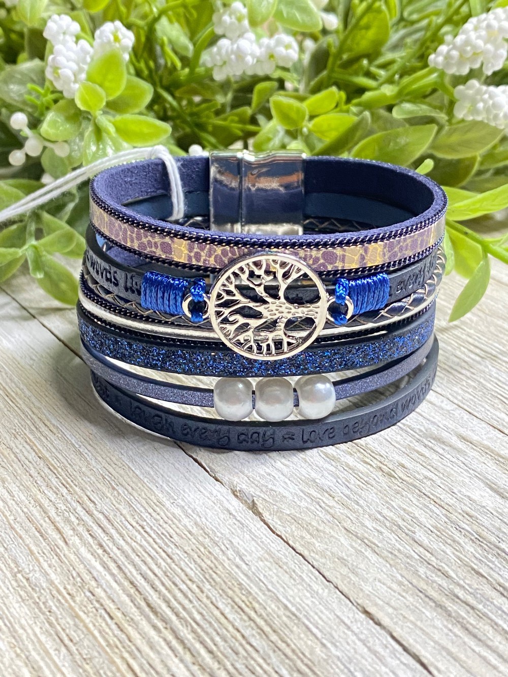 Blue Multi-Layer Tree of Life Wrap Bracelet